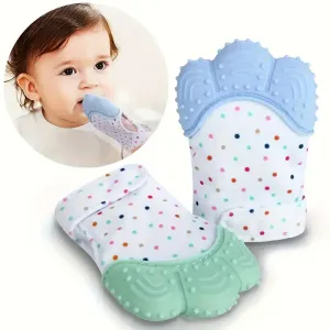 Lot de 2 gants de dentition unisexes en silicone pour enfants