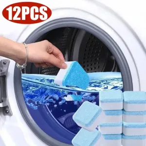 Lot de 12 comprimés effervescents nettoyants en profondeur pour réservoir d'eau de machine à laver