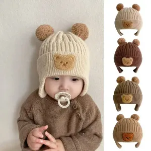 Bonnet d'hiver pour bébé, bonnet tricoté avec protection des oreilles