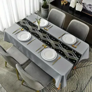 1 pièce, nappe en polyester, motif géométrique rayé