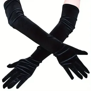 Gants longs en velours noir