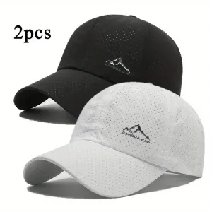 Lot de 2 casquettes de baseball à séchage rapide avec logo