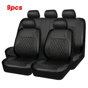 Ensemble de housses de siège de voiture universelles en cuir PU 9 pièces