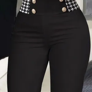 pantalon-droit-patchwork-de-couleur-unie-pantalon-skinny