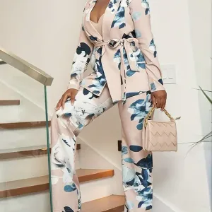 ensemble-deux-pieces-decontracte-a-imprime-floral-blazer-a-ceinture-a-