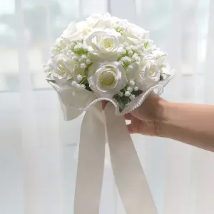 Roses artificielles, fiançailles de mariage, bouquet de mariée
