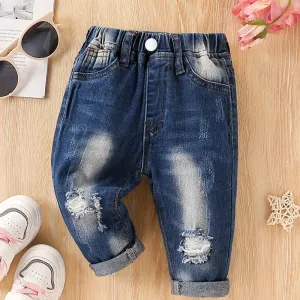 Jean déchiré en denim vieilli pour garçon