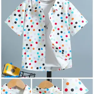 chemise-creative-a-pois-colores-pour-garcons-hauts-decontractes-a-manc
