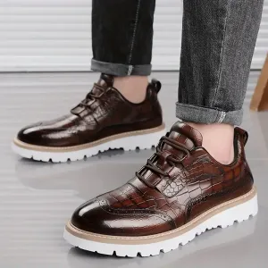 Chaussures habillées rétro en cuir marron pour homme