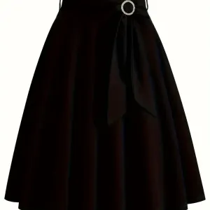 jupe-evasee-a-noeud-solide-sur-le-devant-jupe-mi-longue-elegante-a-our