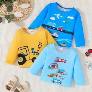 T-shirt à manches longues imprimé voiture pour bébé 3 pièces