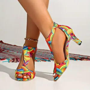 Sandales élégantes à bout ouvert et colorblock pour femme