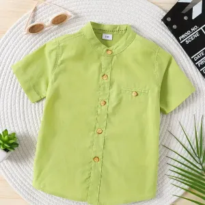 chemise-dete-de-couleur-unie-pour-garcons-hauts-decontractes-a-manches