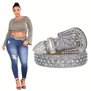 Ceinture Y2K tendance à strass scintillants de grande taille