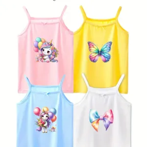 Lot de 4 singlet mignons à imprimé papillon