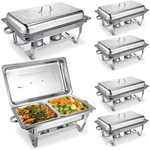 Ensemble de plats à réchaud en acier inoxydable avec 2 compartiments