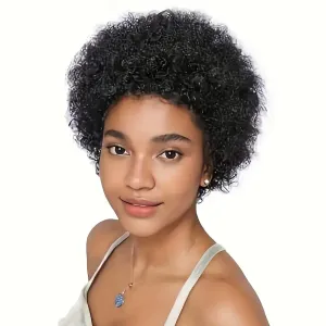 Perruque élégante coupe Pixie afro bouclée de 4 pouces pour femme
