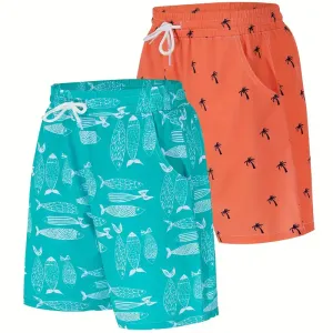 lot-de-2-shorts-de-bain-imprimes-style-vacances-pour-garcon-taille-ela
