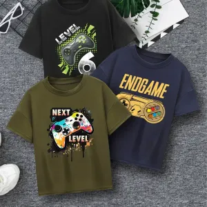 lot-de-3-t-shirts-a-manches-courtes-tendance-avec-imprime-manette-de-j