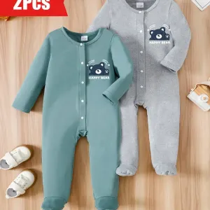 2pcs Body à manches longues et pieds pour bébé