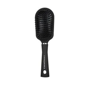 Brosse à cheveux Basics avec revêtement en caoutchouc ovale noire