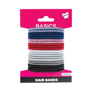 Élastiques à cheveux Basics en polyester/caoutchouc 20 pièces
