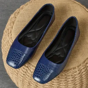 Ballerines bleues à bout carré pour femme