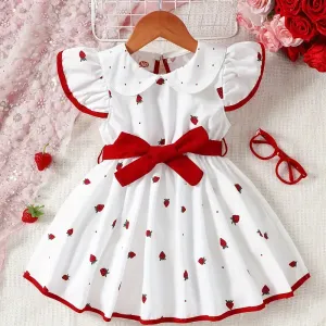 Robe décontractée à manches courtes et col mignon pour bébé