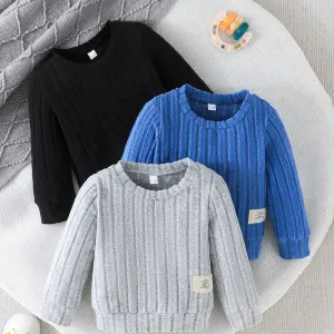 Ensemble T-shirt côtelé à manches longues pour garçon en gris