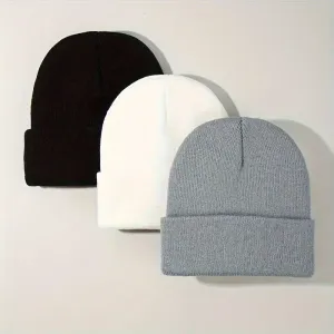 Lot de 3 bonnets tricotés d'hiver pour femmes et hommes
