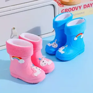 Bottes de pluie doublées en peluche pour enfants 2024