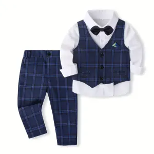 Ensemble 3 pièces pour bébé avec motif écossais