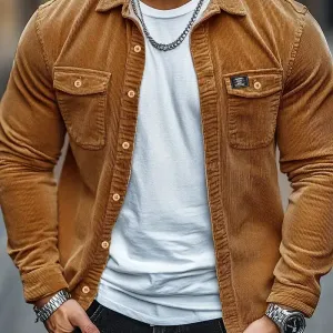 chemise-boutonnee-decontractee-en-velours-cotele-pour-homme-couleur-un