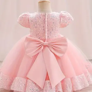Robe tutu à manches courtes bouffantes avec décor de fleurs