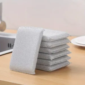 Lot de 8/4 éponges de nettoyage de cuisine en soie argentée haute densité