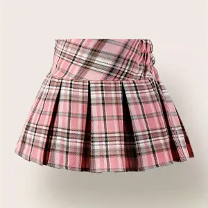 Jupe mini preppy taille haute pour fille