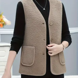 Gilet douillet doublé en polaire pour femme