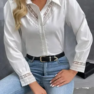 chemisier-elegant-a-manches-longues-avec-empiecements-en-dentelle-pour