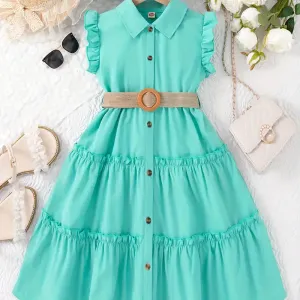 robe-elegante-boutonnee-sans-manches-a-volants-pour-filles-coupe-regul
