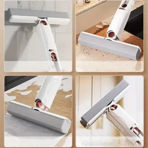 Mini serpillère éponge portable avec manche pliable et 5 têtes de rechange