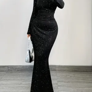 robe-elegante-en-tricot-de-polyester-pour-femme