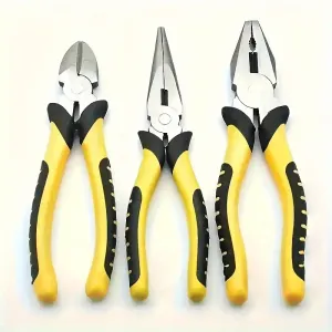 Lot de 3 pinces en acier titane, Antidérapantes, résistantes à la rouille avec coupe-fil
