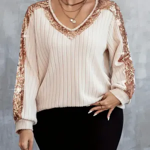 Chemisier en polyester pour femme avec paillettes et perles