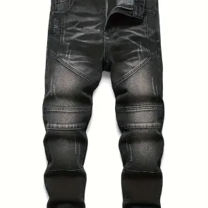 jean-decontracte-en-denim-pour-garcon-melange-de-coton-couleur-unie-no