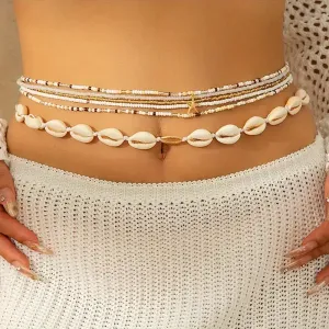 Lot de 6 chaînes de taille en perles multicouches avec pendentif