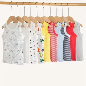 Lot de 5 débardeurs décontractés en tricot côtelé en pur coton