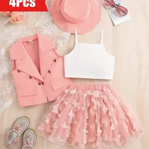 Ensemble gilet et caraco pour fille 4 pièces
