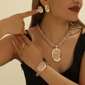 Ensemble de bijoux de naissance synthétique vintage bohème en alliage de zinc plaqué or 14 carats