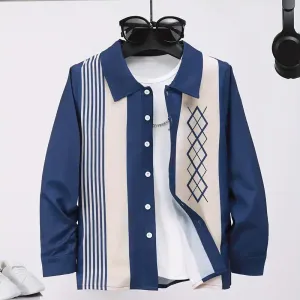 chemises-a-motifs-geometriques-tendance-pour-garcons-hauts-a-manches-l