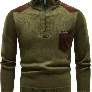 pull-decontracte-en-maille-pour-homme-avec-col-montant-demi-zippe